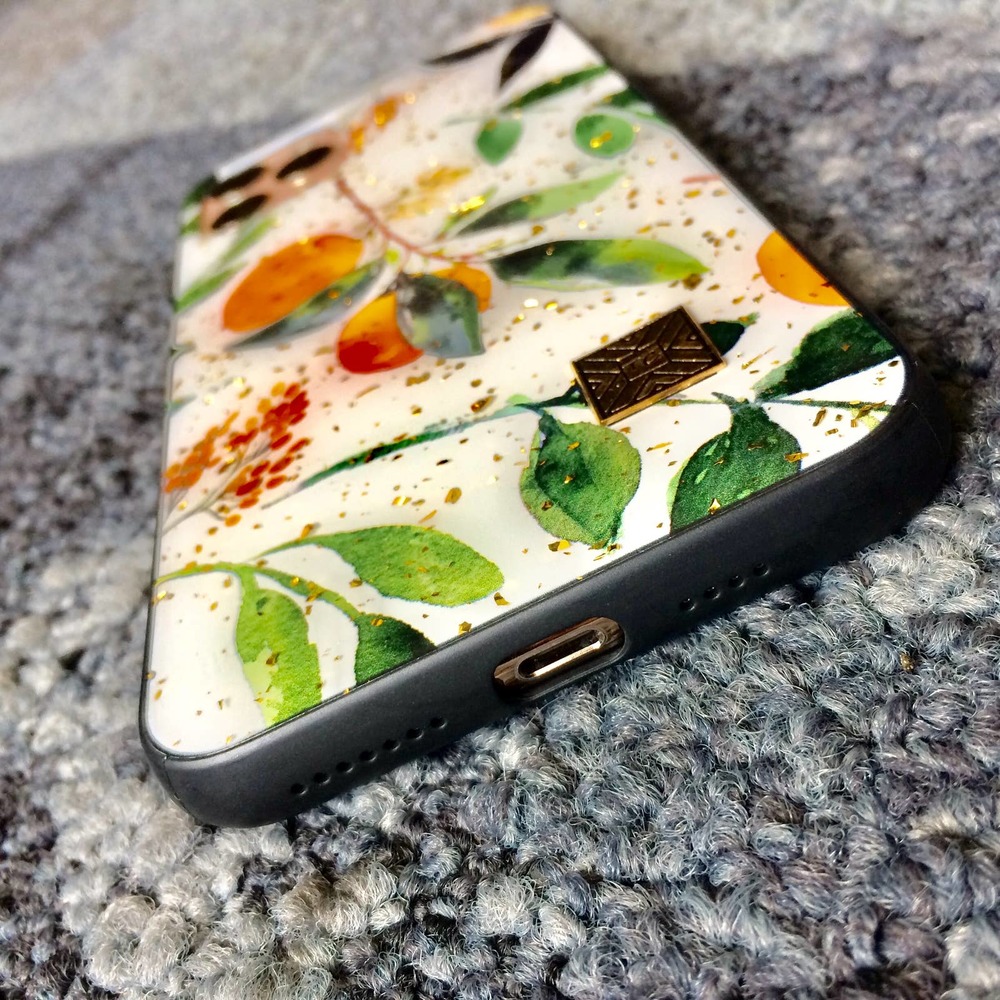 iPhone X/XS Case Orange Leaf Print Cover NEW - Picture 5 of 9